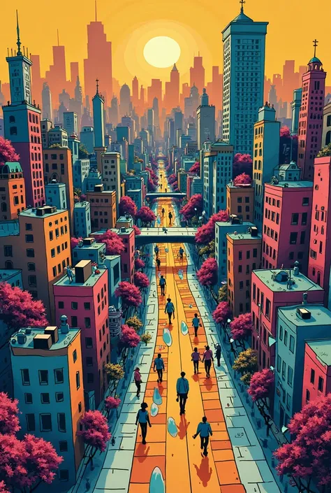 make a city out of a comic book and with a bird's-eye view