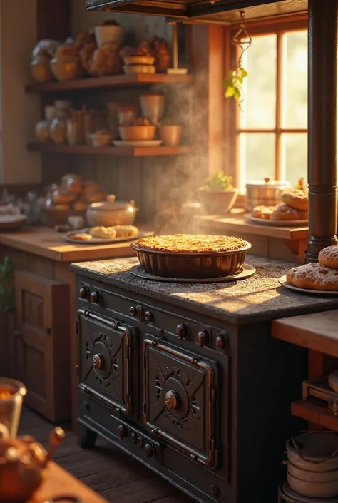 Bakery candy stove with pudding inside
