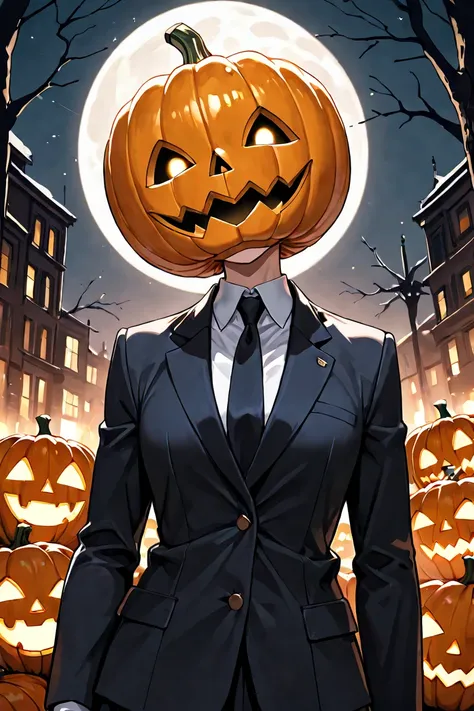 Smiling corrupted pumpkin head