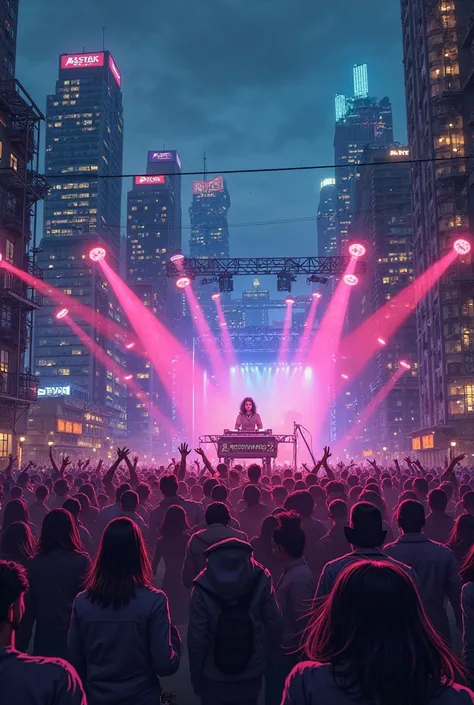 DJ lights people buildings ships