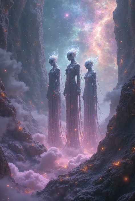 Add three aliens to this image