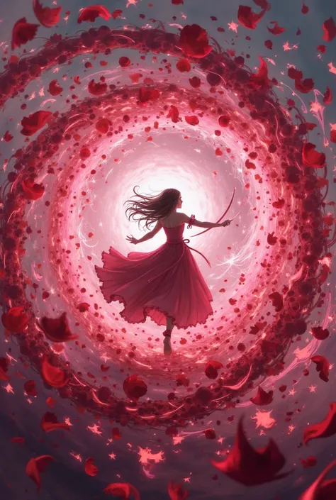 The user swings her whip blade in a wide circle around her, creating a vortex of slicing rose petals infused with blood mist. Th...