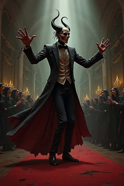 The death dancer in the middle of a masquerade party came to claim many lives. Make him a convincing character with clear featur...