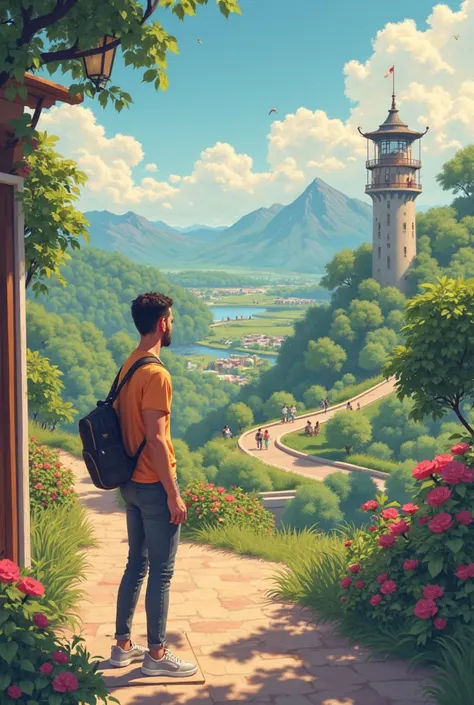 Me going to meet for my male friend meet aftre go to park after go to her wife peauty parlour and climbing view tower every imag...