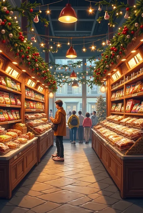 A snack grocery store in a seasonal spirit and knew the world with a stone floor