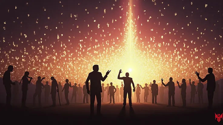 Surrealism. The moment of attack. Mr. Davies stands, and at his signal, the entire army of glowing proxy votes surges into the a...