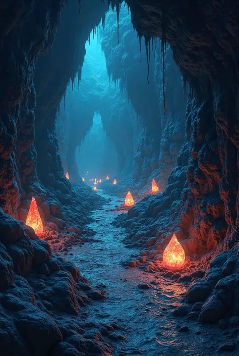 Dark cave game map, with a bit of light emanating from crystals