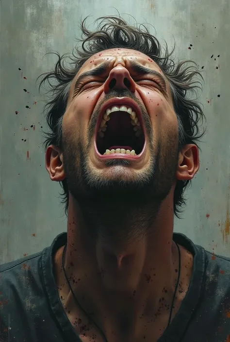 Image of a man screaming because of the turmoil inside him.
