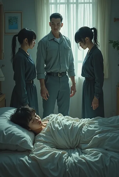 Pilot Shinimo and his special forces and Japanese sisters Kasha and Amini meet in the middle of the sleeping aunt's room there...