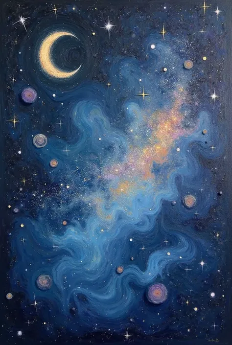 generate an oil painting of the night sky