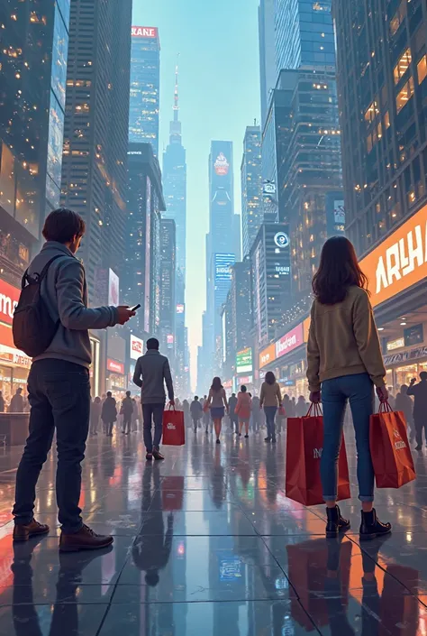 Screens with shopping bags