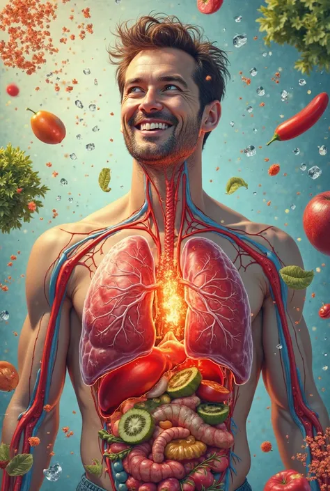 Vno remake it the idea is to have a healthy man likr half body only with a smile and tgr lungs and heart visible oand on the sid...