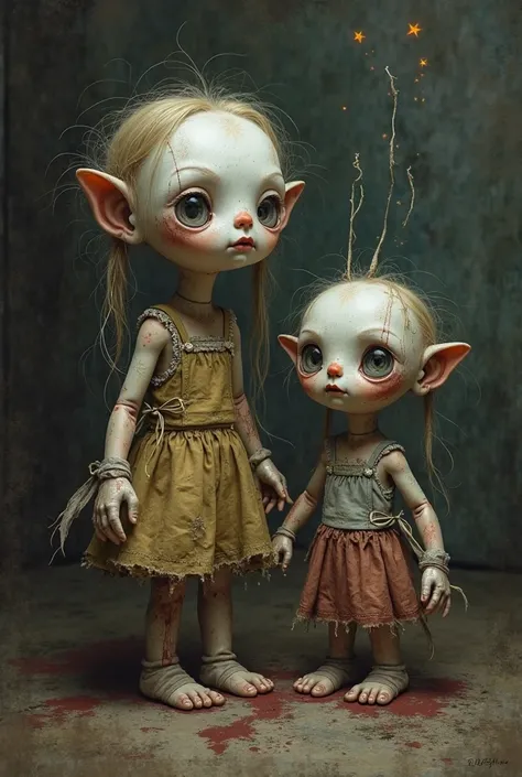Create quirky doll characters, im Jim Henson Style, gruselig, Alptraummaterial