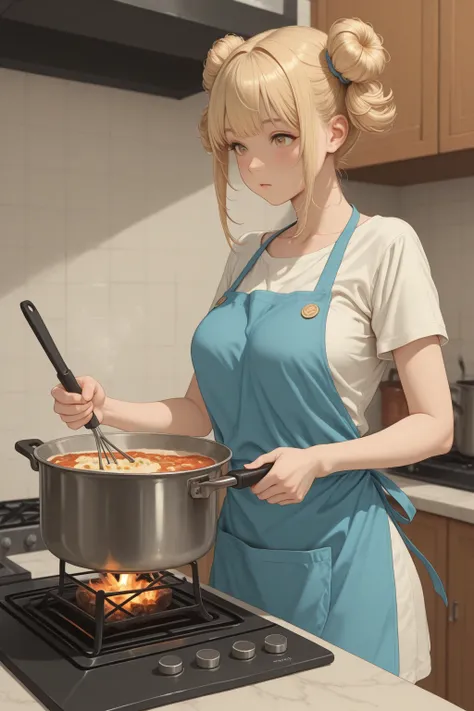 Blonde　Side buns　cooking　womanhood