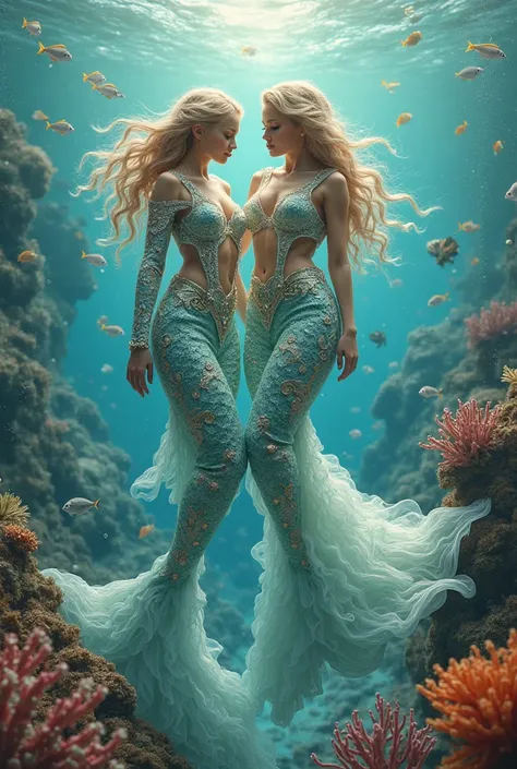 mermaids fully clothed beautiful under water realistic