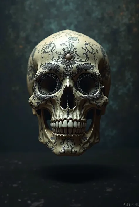 Photo of a skull with a mask 