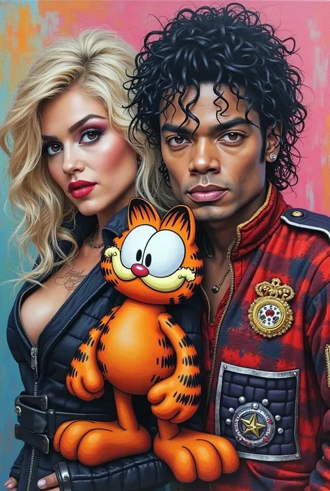 creates an image of a canvas where there is Michael Jackson, Madonna in the center, for Michael's side that there is a Freddy Kr...