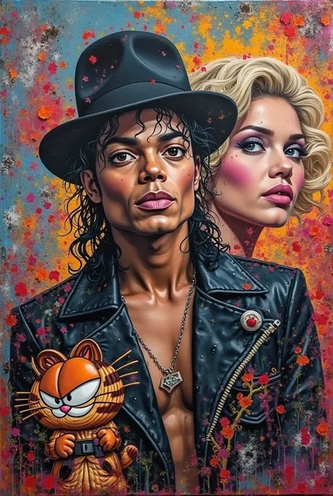 creates an image of a canvas where there is Michael Jackson, Madonna in the center, for Michael's side that there is a Freddy Kr...