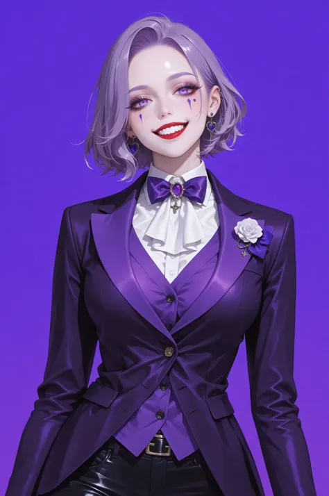 Joker, wearing cowboy style in purple.