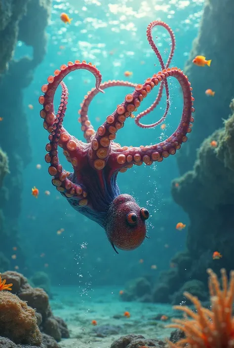 Make a video of an octopus doing a backflip