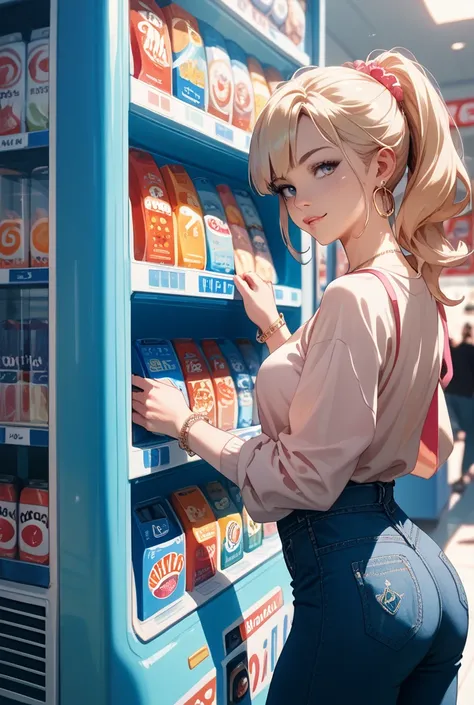 on the side of the vending machine、shows realistic