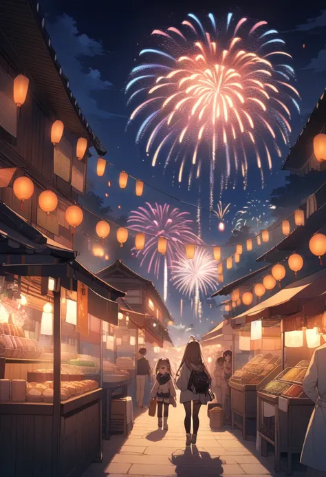 night, Fireworks,stall