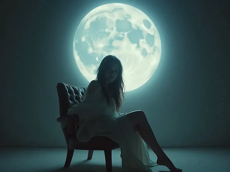 once Hot Girl sit on chair front of look at me enjoy the period floating moon