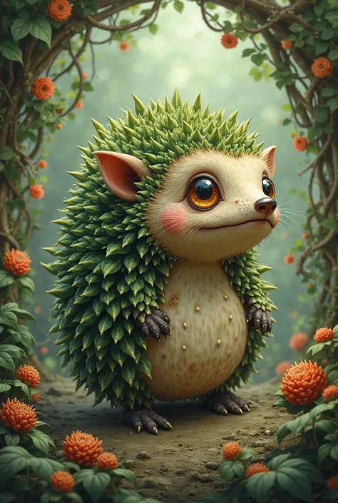 generate one animal picture by combining and merging hedge and hog animal body made by hedge