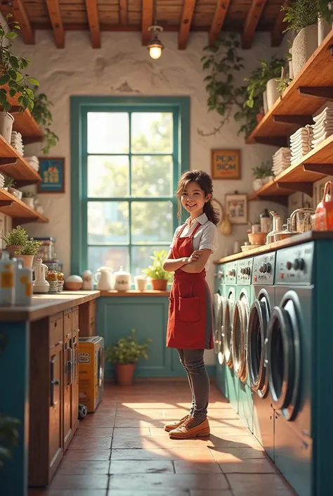 Can you make it more aesthetic and put some graphics that represents a laundry shop