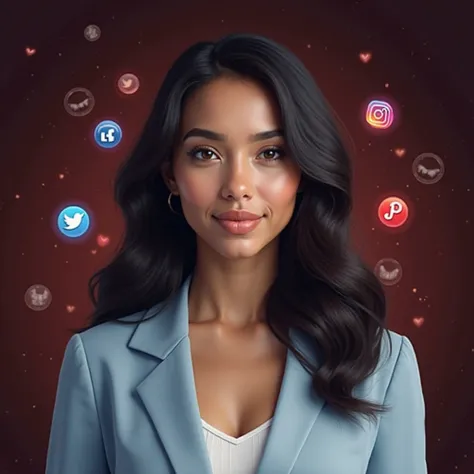 *A hyper-realistic portrait of a confident, healthy young woman shown from the chest up. She has a fuller, naturally beautiful f...