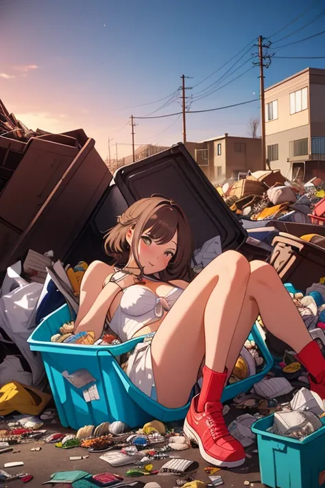 Living in a pile of garbage cute woman after party 18age