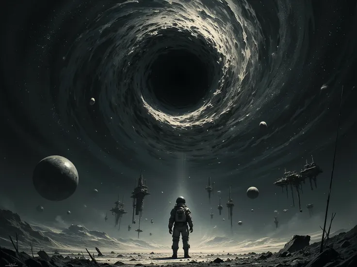 Breathe in space debris and the space station、black hole