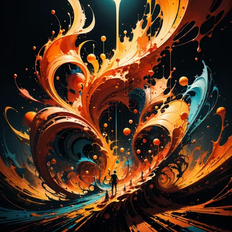 abstract art inspired by jazz music, visual rhythm, vibrant strokes, warm color palette with energetic reds and yellows, layered...