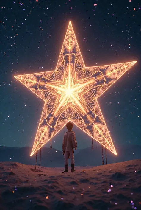 A talking star with a magical background of LED lights