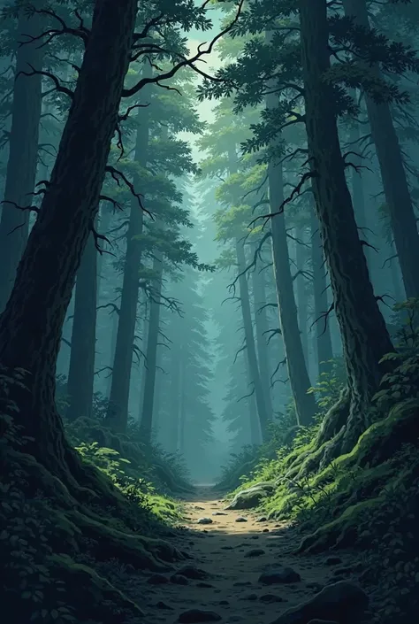 Create a little scene of size 3 : 4 (SD) as a slow forest scene. Make all 4 images separately, front, back and from below and ab...