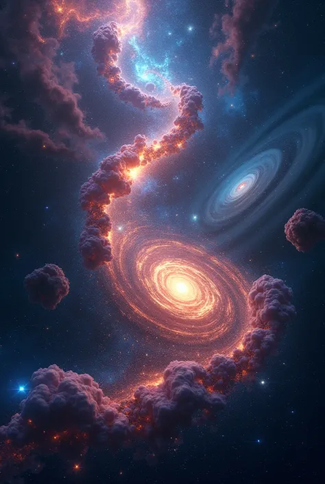 Video cosmos in motion in 3D, vertical size
