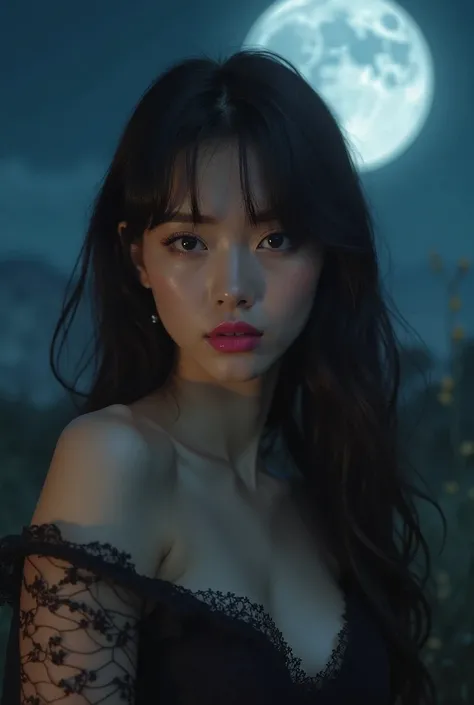 Sexy look seductive look
Lipstick water-pink lipstick
Background moon standing under the moonlight
4K poster 4K ultra HD
Serious...