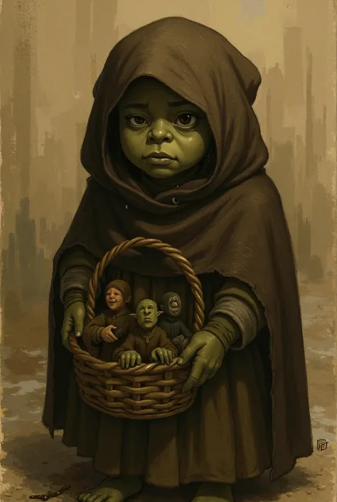 Create a scene where the mother of this little girl has open arms, ready to give a hug to the little girl, is strange and the li...