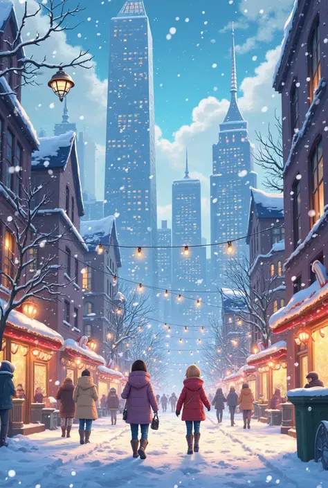 city by day, Snowing anime style