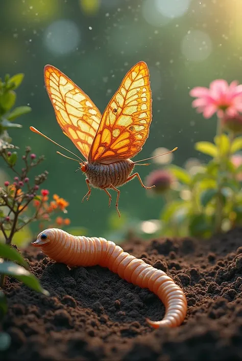 a larva that hatched into a butterfly , and on the other hand a worm


