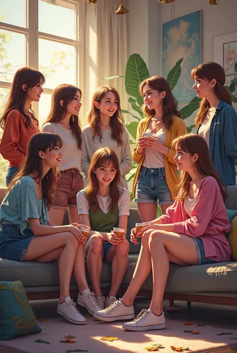Eight girls gathered