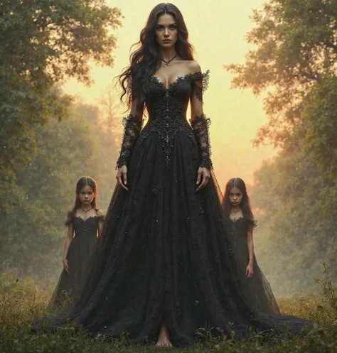 Create a ultra real image of lady dimitriceu standing bare feet pointing towards screen, low angle shot, giantess, her daughter...