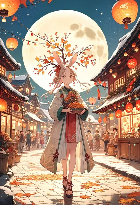 Mid-Autumn Festival，，Jade rabbit gifts，A big moon
