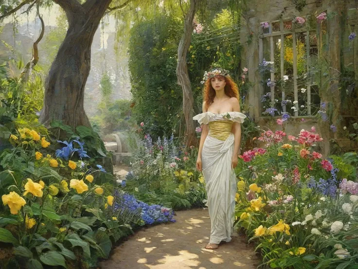 Conceptual art combining the ornate fantasy of Gustav Klimt and the fantastic realism of Boris 
Vallejo's “Garden of Eden” is re...