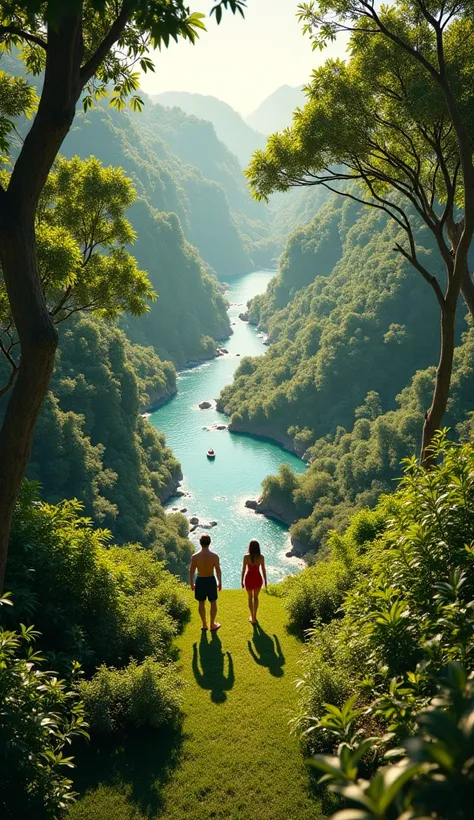 Prompt:** *"Aerial view of the Garden of Eden in 8K, ultra-realista, crystal clear rivers meandering between shiny fruit trees, ...