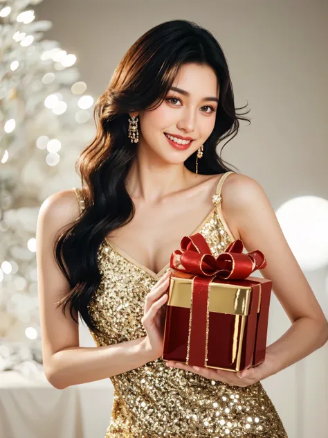 Best quality,masterpiece,ultra high res,(photorealistic:1.4),1girl,fine fabric emphasis,(Eyelashes:1.3),glitter eyeshadow,(red l...