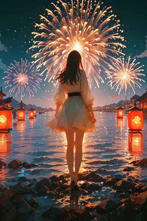 Anime movies Fireworks, absolutely beautiful girl ,Light of a Young Man Who Leaving to the Other World Lantern Festival、mysteri...