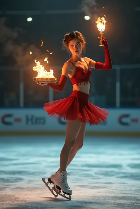 patineuse artistique, mini jupe , brazier, quinze ans, pose devant moi
