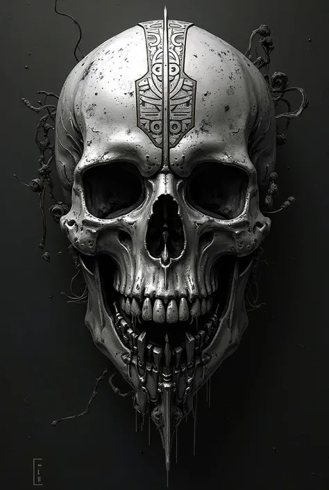 a black cybertribal skull for tattooing
