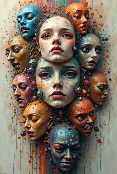 The same thing I told you, but I want all the characters of feelings in one picture as if they were masks 